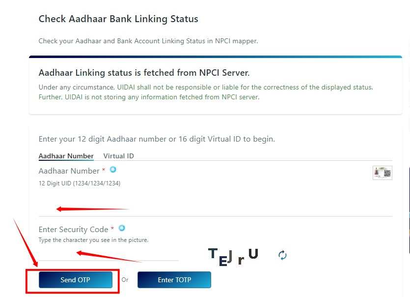 Check Aadhar Bank Linking Status
