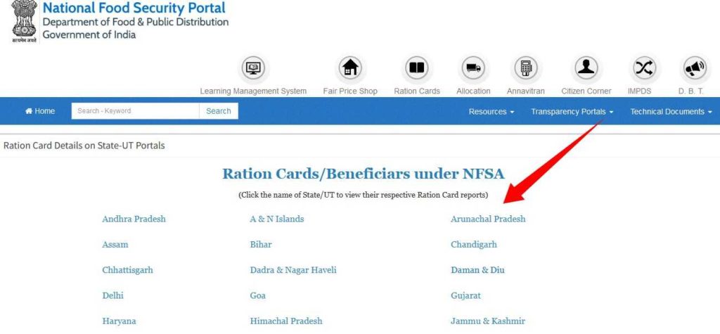 nfsa ration card online check 