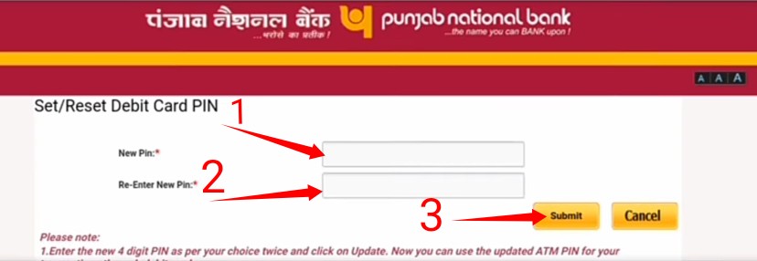 how generate pnb atm pin 