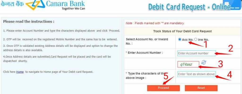 canara bank atm card tracking