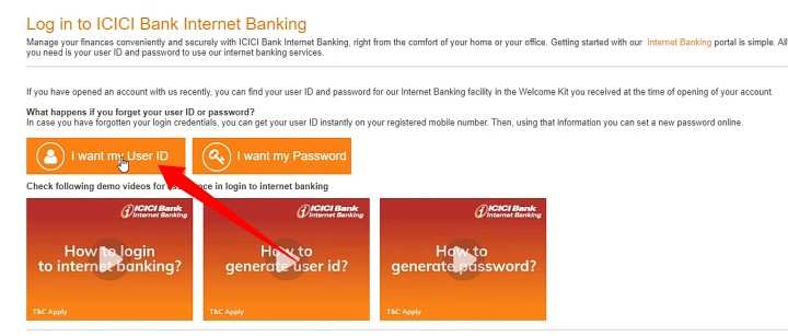 icici bank internet banking login 