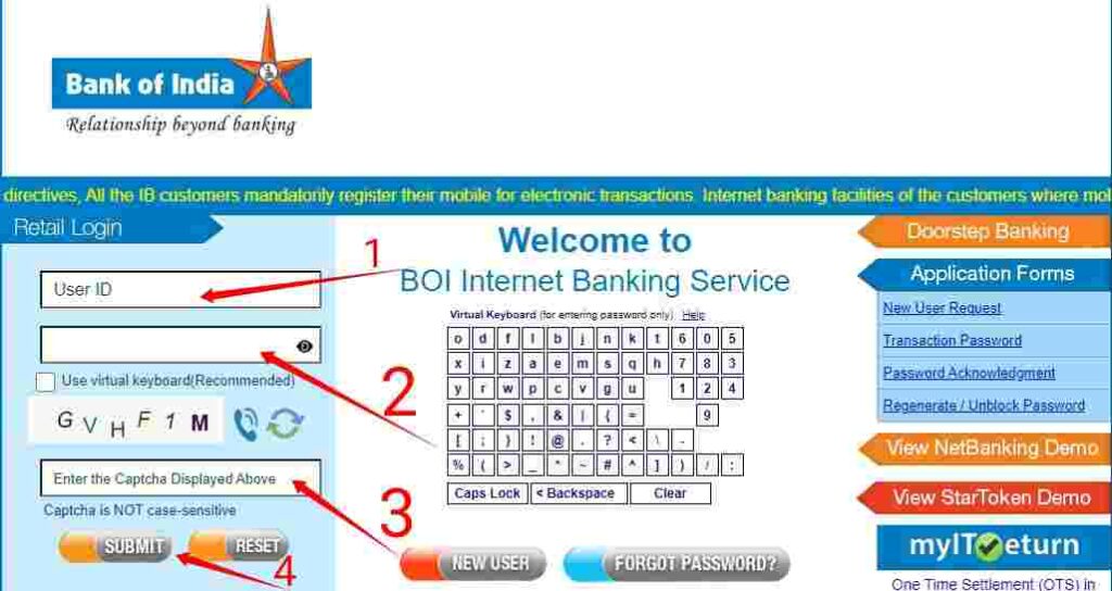 how to change mobile number in bank of india 