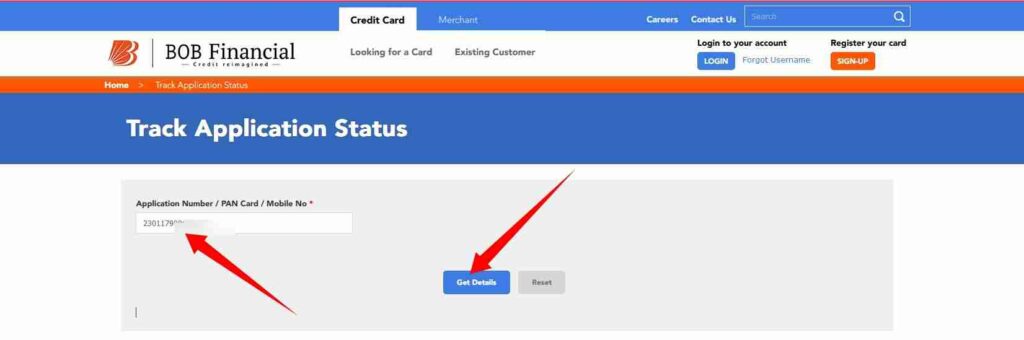 bob credit card application status