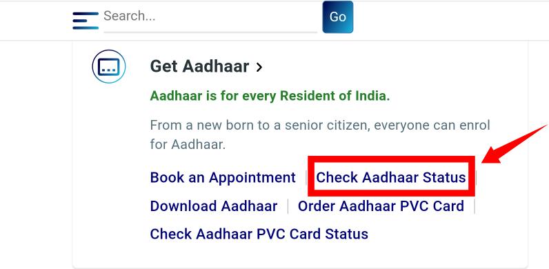 Aadhar NPCI Link Status Online Check 