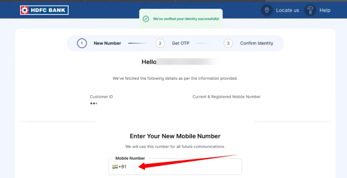 hdfc bank me phone number update process